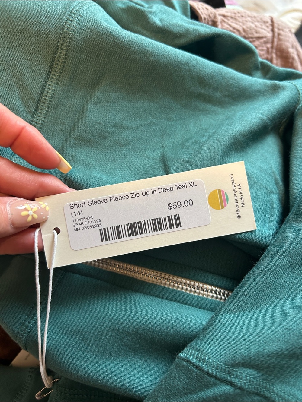 NWT 78&Sunny Short-Sleeve Zip Up Hoodie Deep Teal Sz XL - Picture 8 of 8